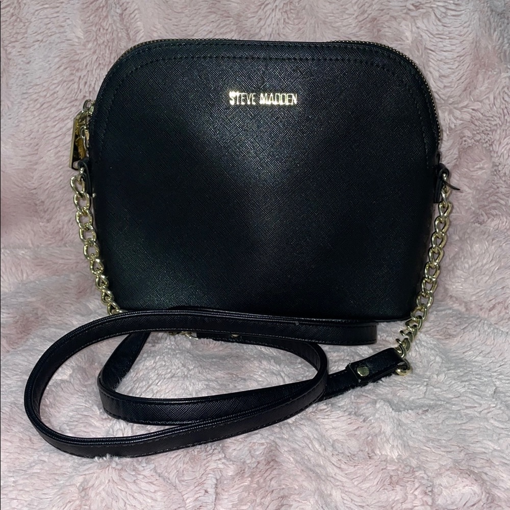 Steve Madden Gold Accent Black Crossbody Bag